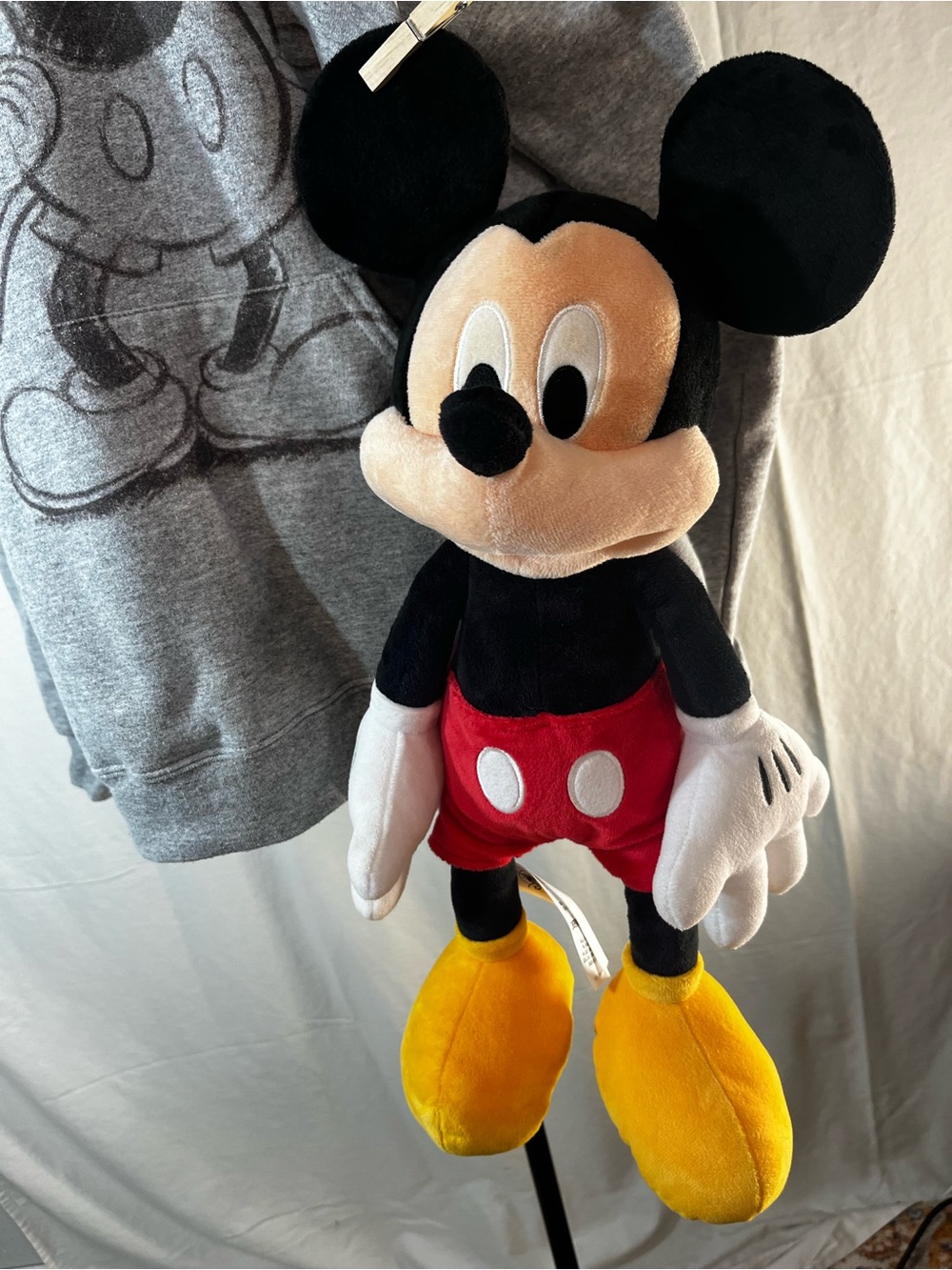 Gray Mickey Mouse Graphic Hoodie Sweatshirt women’s size L + Mickey Mouse plushy - Picture 3 of 16